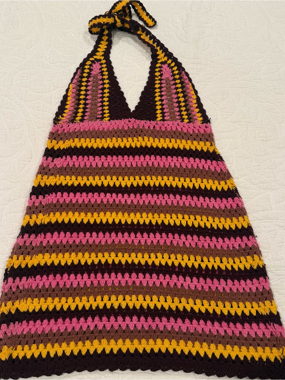 Zara Striped Halter Crochet Dress